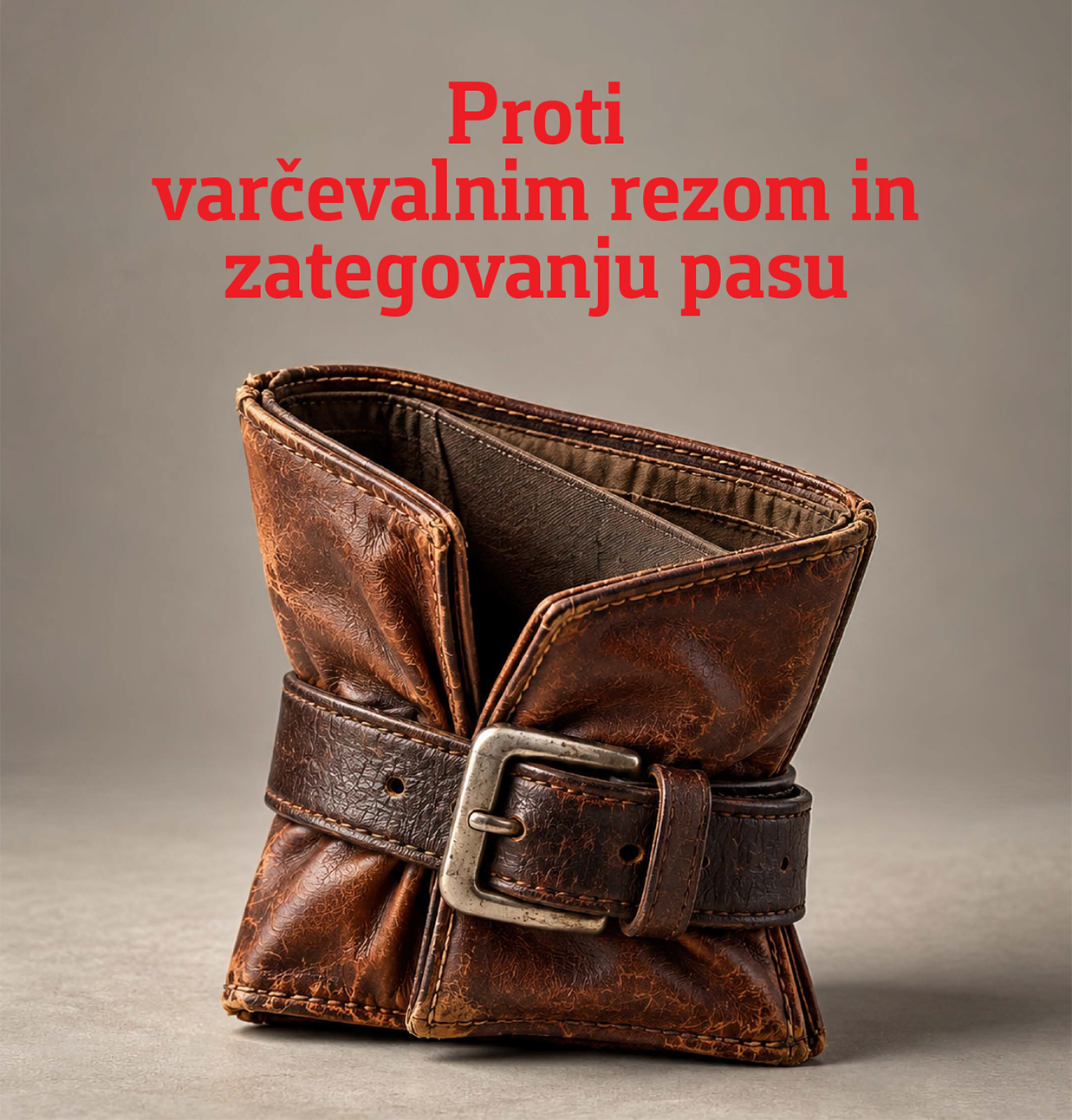 Proti varčevalnim rezom in zategovanju pasu